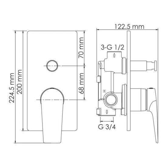 Смеситель для душа встраиваемый WasserKraft Aisch однорычажный золото (5561)