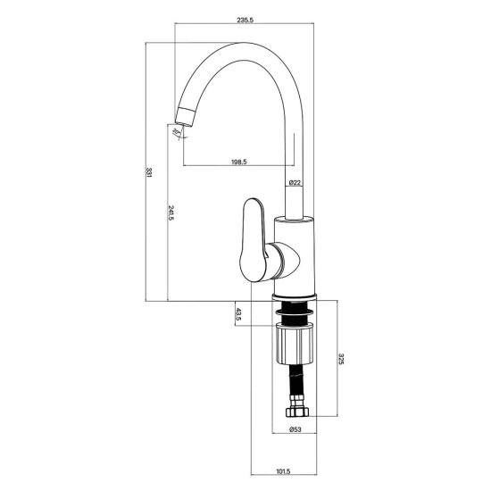 Смеситель для кухни Milardo Poli черный с высоким изливом однорычажный (POLBLJ0M05)