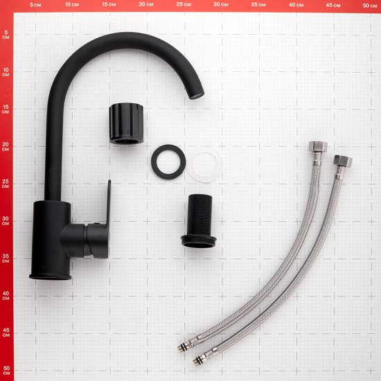 Смеситель для кухни Milardo Poli черный с высоким изливом однорычажный (POLBLJ0M05)