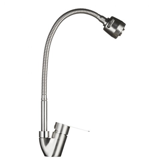 Смеситель для кухни Corsa Deco Light сталь с гибким изливом однорычажный (966365)