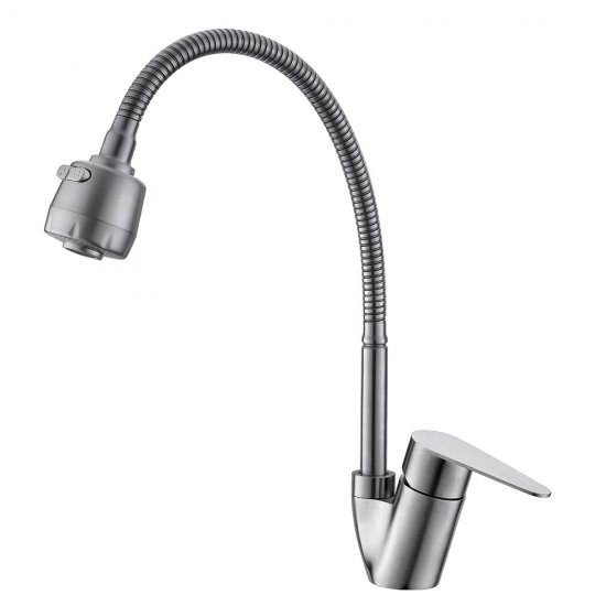 Смеситель для кухни Corsa Deco Light нержавеющая сталь с гибким изливом однорычажный (966365)