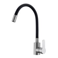 Смеситель для кухни Corsa Deco Vega Steel нержавеющая сталь/черный с гибким изливом однорычажный (966366)