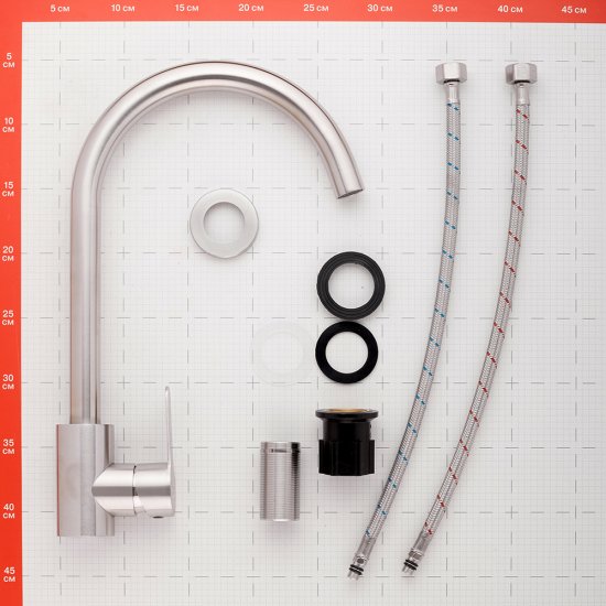 Смеситель для кухни Corsa Deco Creek нержавеющая сталь с высоким изливом однорычажный (966373)