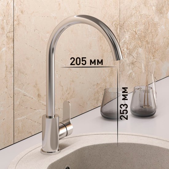 Смеситель для кухни Corsa Deco Creek нержавеющая сталь с высоким изливом однорычажный (966373)