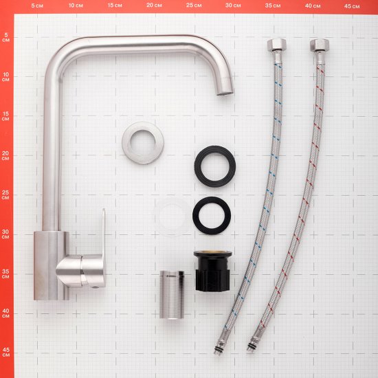 Смеситель для кухни Corsa Deco Everest нержавеющая сталь с высоким изливом однорычажный (966375)