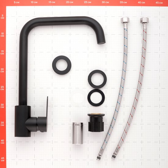 Смеситель для кухни Corsa Deco Everest черный с высоким изливом однорычажный (966376)