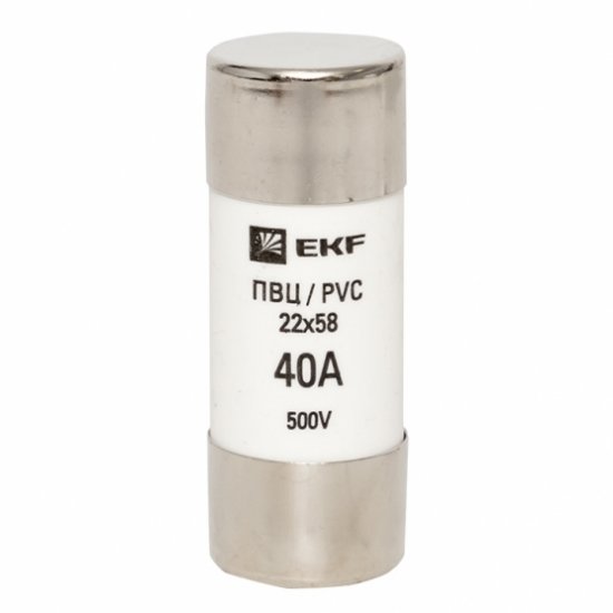 Вставка плавкая EKF PROxima ПВЦ 40А 50 кА 220 В цилиндрическая (10 шт.) (pvc-22x58-40)