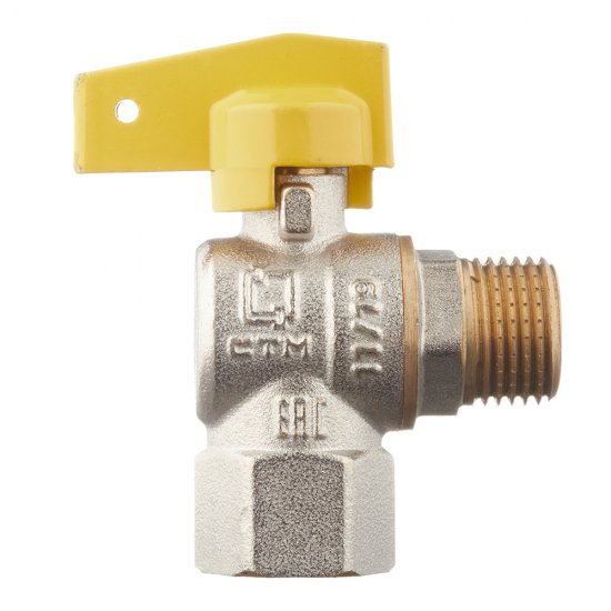 Кран шаровой газовый СТМ 1/2 ВР(г) х 1/2 НР(ш) бабочка угловой