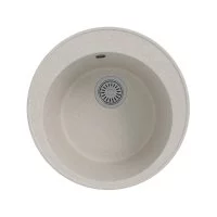 Кухонная мойка Teymi Lina D51, круглая, белая (хлопок) матовая T120103