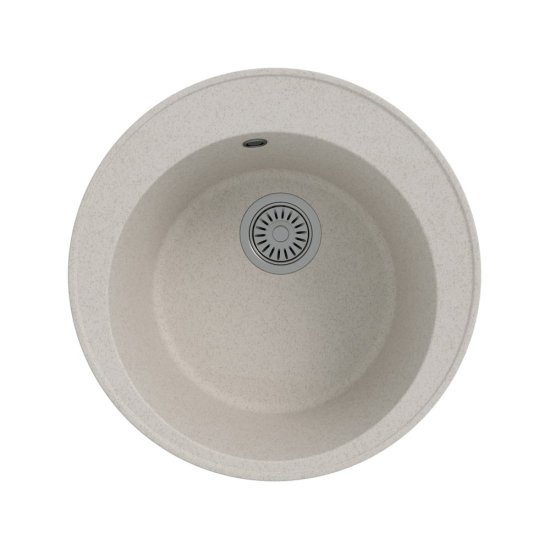 Кухонная мойка Teymi Lina D51, круглая, белая (хлопок) матовая T120103