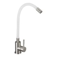 Смеситель для кухни Esko Kitchen сталь/белый с гибким изливом однорычажный (K44 W)
