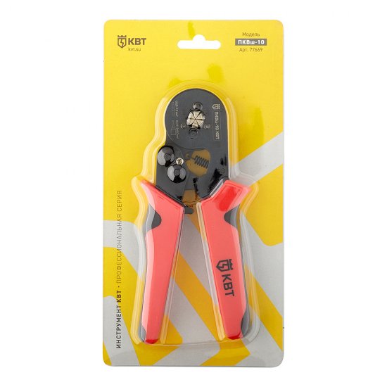 Пресс-клещи КВТ ПКВш-10 для обжима втулочных наконечников 0,25-10 кв.мм (77669)