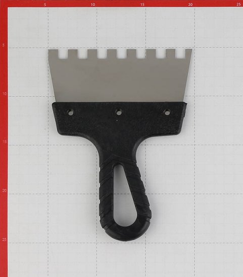 Шпатель зубчатый 150х10 мм с пластиковой ручкой (131149)