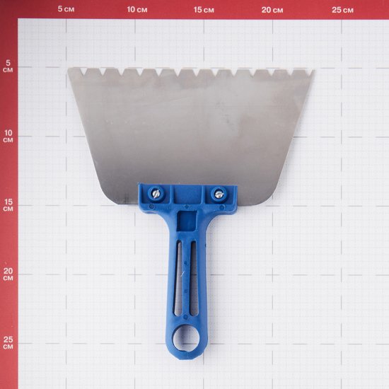 Шпатель для клея зубчатый Дельта 180 мм В15 нержавеющая сталь с пластиковой ручкой (10870-В15)