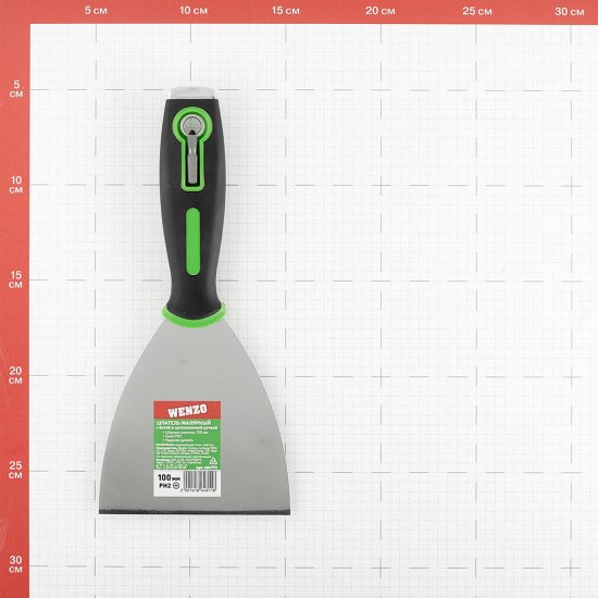 Шпатель малярный Wenzo 100 мм с эргономичной ручкой и битой (684772)