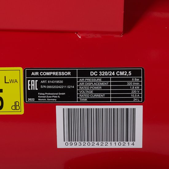 Компрессор масляный Fubag (29838182 ) DС 320/24 24 л 1,8 кВт