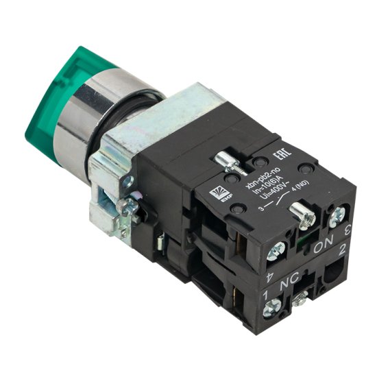 Переключатель EKF PROxima BD33 220 В 1NO+1NC IP40 3P с фиксацией с подсветкой зеленый (xb2-bk33-g-230)