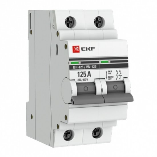 Выключатель нагрузки EKF PROxima ВН-125 2Р 125А 230 В на DIN-рейку (SL125-2-125-pro)