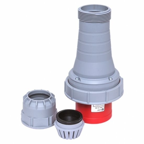 Вилка силовая прямая переносная EKF PROxima с заземлением 3Р+РЕ 63 А 380 В IP67 серая (ps-0342-63-380)