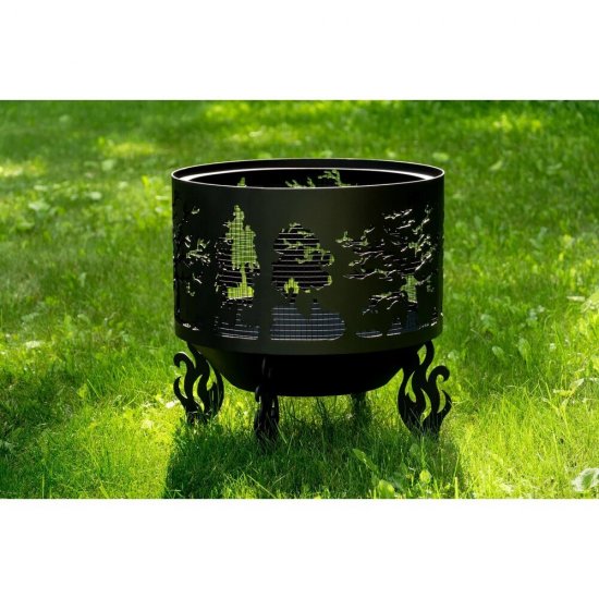 Чаша костровая Деревья 600 мм с защитной сеткой коническое дно 4 ножки