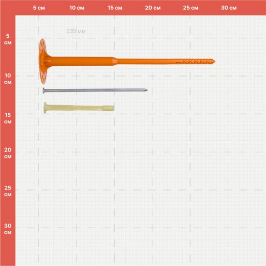 Дюбель для теплоизоляции Sormat 8х235 мм металлический гвоздь с термоголовкой (50 шт.)