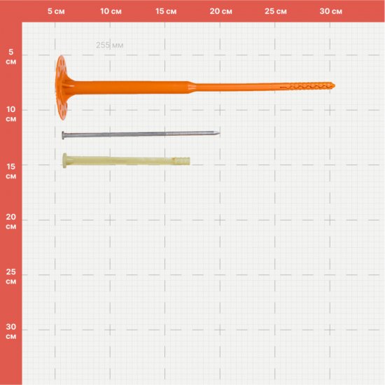 Дюбель для теплоизоляции Sormat 8х255 мм металлический гвоздь с термоголовкой (50 шт.)