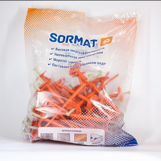 Дюбель для теплоизоляции Sormat 8х255 мм металлический гвоздь с термоголовкой (50 шт.)