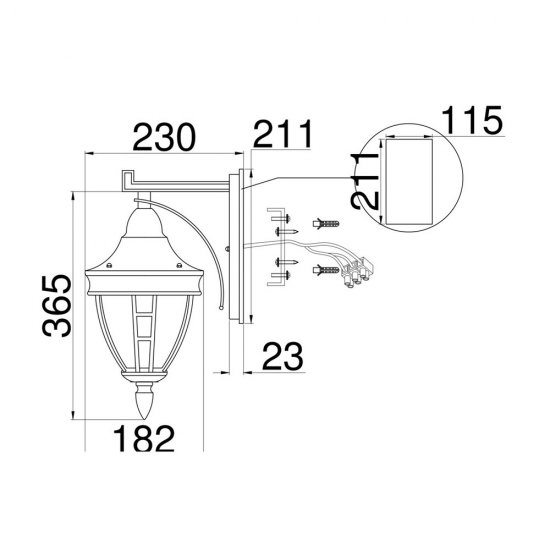 Светильник садово-парковый настенный Maytoni Rivoli черный E27 60 Вт IP44 (O027WL-01B)