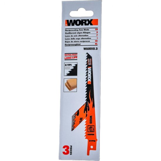 Лезвия по дереву для сабельной пилы WORX WA8010.3