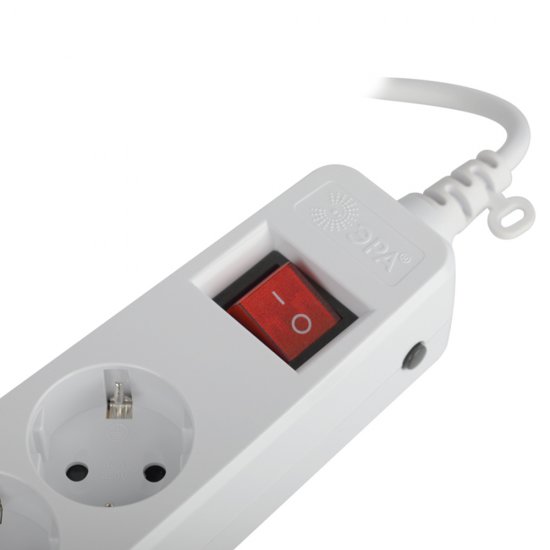 Сетевой фильтр Эра 5 розеток 1,8 м 10 А 2,2 кВт белый (Б0027828)