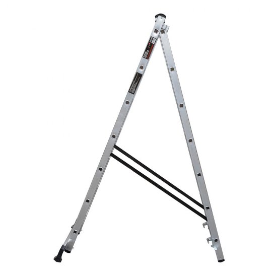 Лестница алюминиевая трансформер двухсекционная 7 ступеней Hesler бытовая