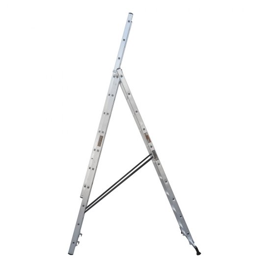 Лестница алюминиевая трансформер трехсекционная 10 ступеней Hesler бытовая