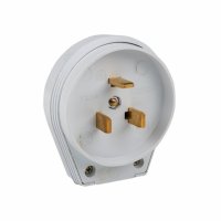 Вилка переносная открытая установка 2P+PE IP20 белая для разъема РШ-ВШ (AS-250-B-01)