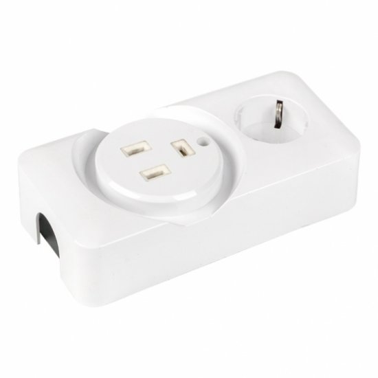 Розетка настенная двойная открытая установка с заземлением 2P+PE 32 А IP20 белая (AS-250-32/16-O)