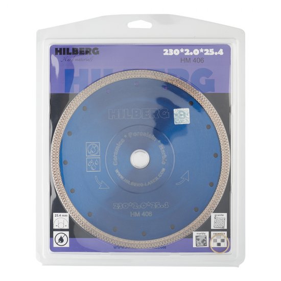 Диск алмазный по керамограниту Hilberg 230x25,4x2 мм турбо сухой рез (HM406)
