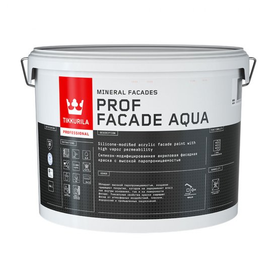 Краска фасадная Tikkurila Prof Facade Aqua силикон-модифицированная база MRC бесцветная 9 л
