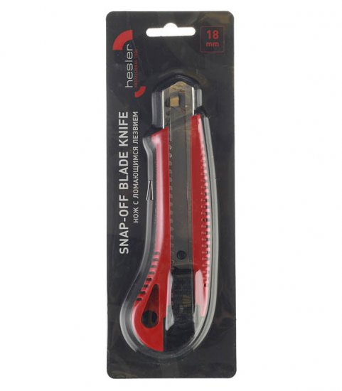 Нож строительный Hesler 18 мм с сегментированным лезвием пластиковый корпус