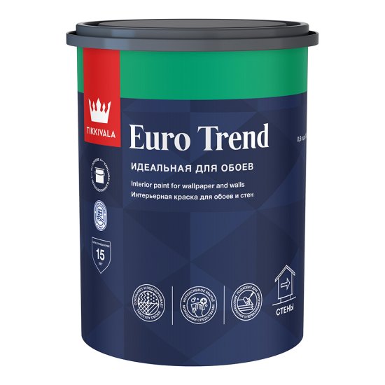 Краска моющаяся Tikkurila/Tikkivala Euro Trend база A белая 0,9 л
