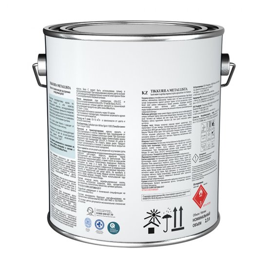 Краска по ржавчине Tikkurila/Tikkivala Metallista белая база А гладкая глянцевая 2,3 л