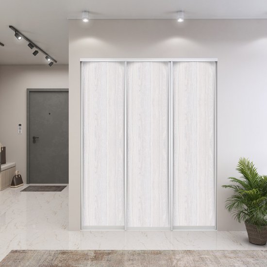 Дверь-купе 583x2252 мм ясень анкор светлый/серебро Elegant