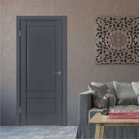 Дверь межкомнатная ER2 700х2000 мм ПВХ эмалекс оникс глухая с замком и петлями