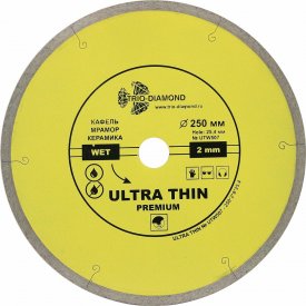 Диск алмазный по керамограниту Trio-Diamond Hot Pres 250x25,4x1,7 мм сплошной мокрый рез (UTW507)