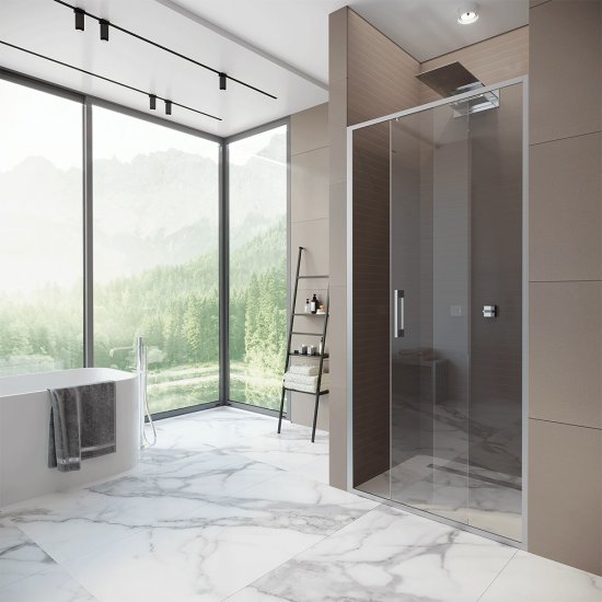 Душевая дверь Alex Baitler стекло прозрачное 120х200 см профиль сатин 6 мм раздвижная (AB61C120)