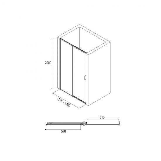 Душевая дверь Alex Baitler стекло прозрачное 120х200 см профиль сатин 6 мм раздвижная (AB61C120)