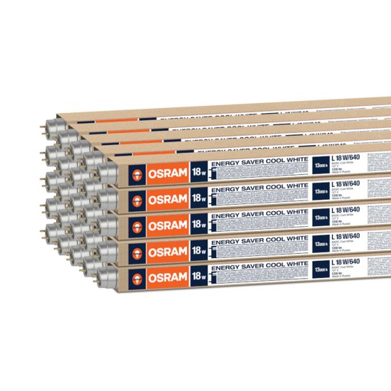 Лампа люминесцентная Osram G13 T8 18 Вт 4000К нейтральный свет трубка 590 мм (25 шт.) (55650/959751)