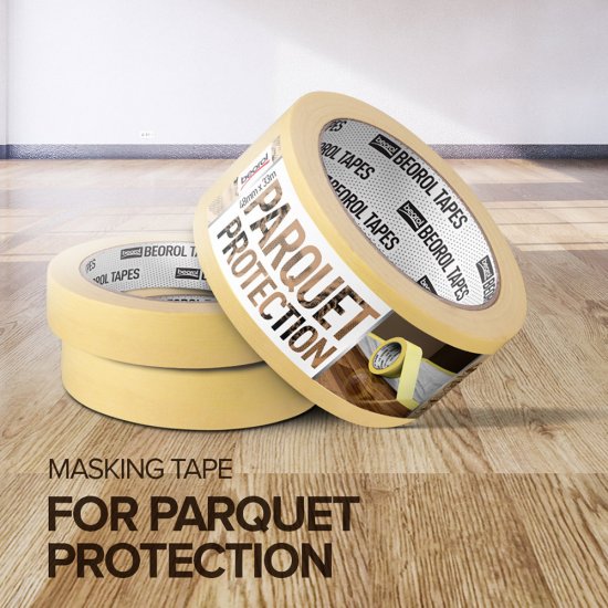 Лента малярная Beorol для паркета желтая 48 мм 33 м УФ-стойкая