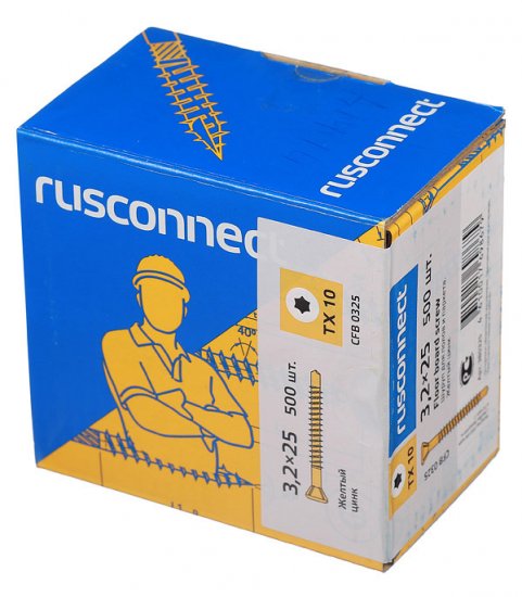 Саморезы для массивной доски 25x3,2 мм желтые (500 шт.)