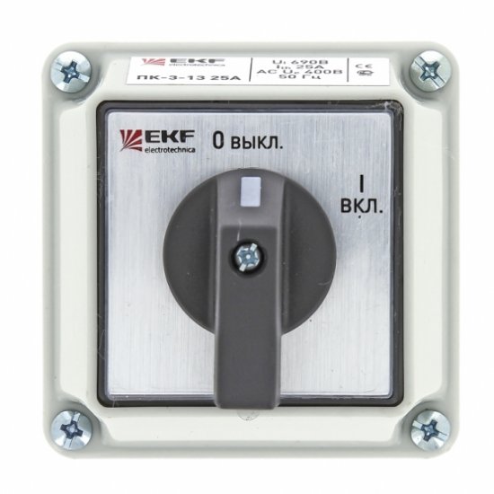 Переключатель кулачковый EKF PROxima ПК-3-13 25А 400 В 1НО+1НЗ IP54 2P серый (pk-3-13-25)