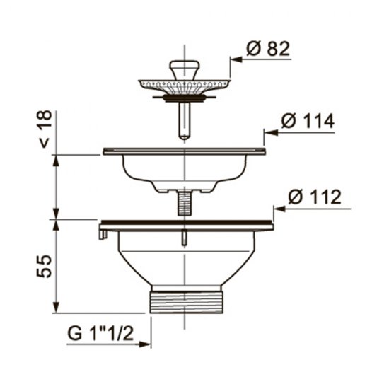 Выпуск для мойки Wirquin 3 1/2 нержавеющая сталь (30717335)