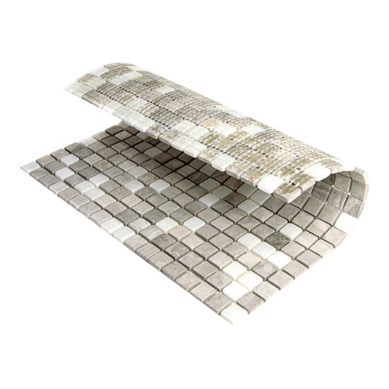 Мозаика Mir Mosaic Natural i-Tilе серая из натурального камня 298х298х4 мм глянцевая